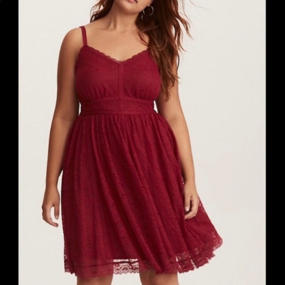 Torrid Burgundy Lace Skater Dress Size 2X